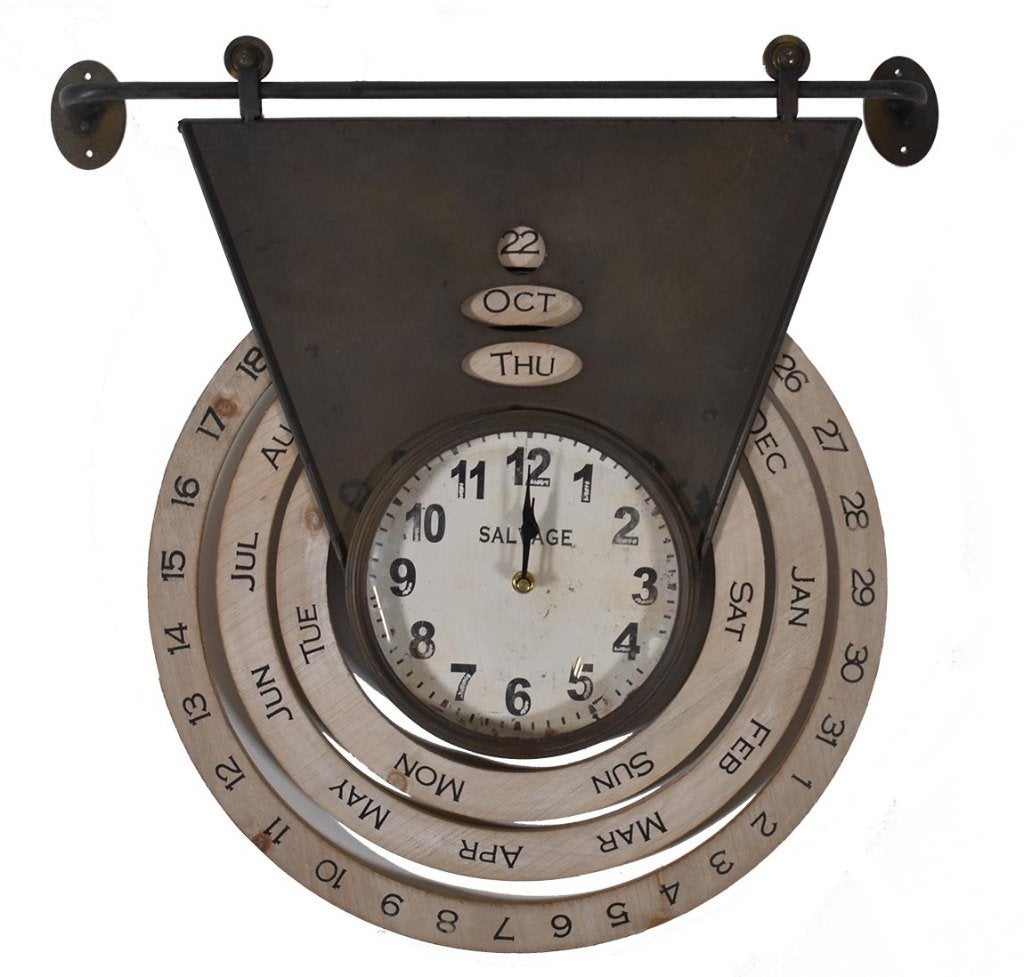Wandklok met kalender, Ophalen of Verzenden, Nieuw, Analoog, Wandklok