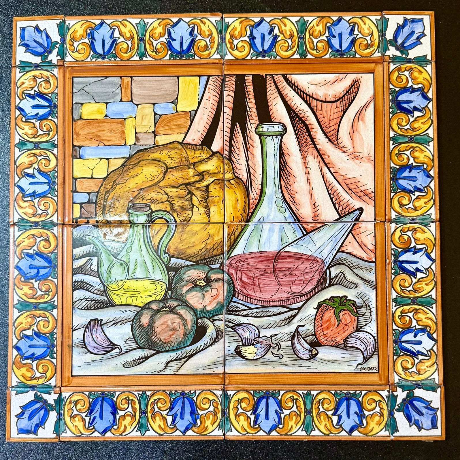 Tegeltableau - Spaanse Keuken keramiek schilderij 40 x 40 cm, Ophalen