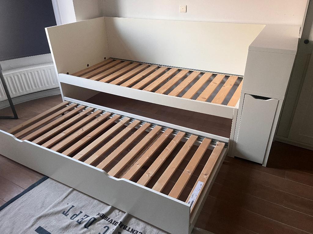 IKEA Odda/Flaxa logeerbed in wit in prima staat, Ophalen, Verstelbaar, 90 cm, Wit