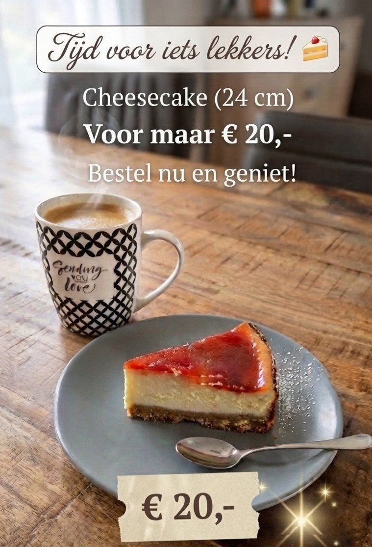 Cheescake vanaf 15€, Tickets en Kaartjes, Eén persoon, Cadeaubon