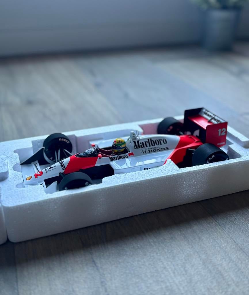 Ayrton Senna Mclaren MP4/4 1:18, Ophalen of Verzenden, Zo goed als nieuw, Formule 1