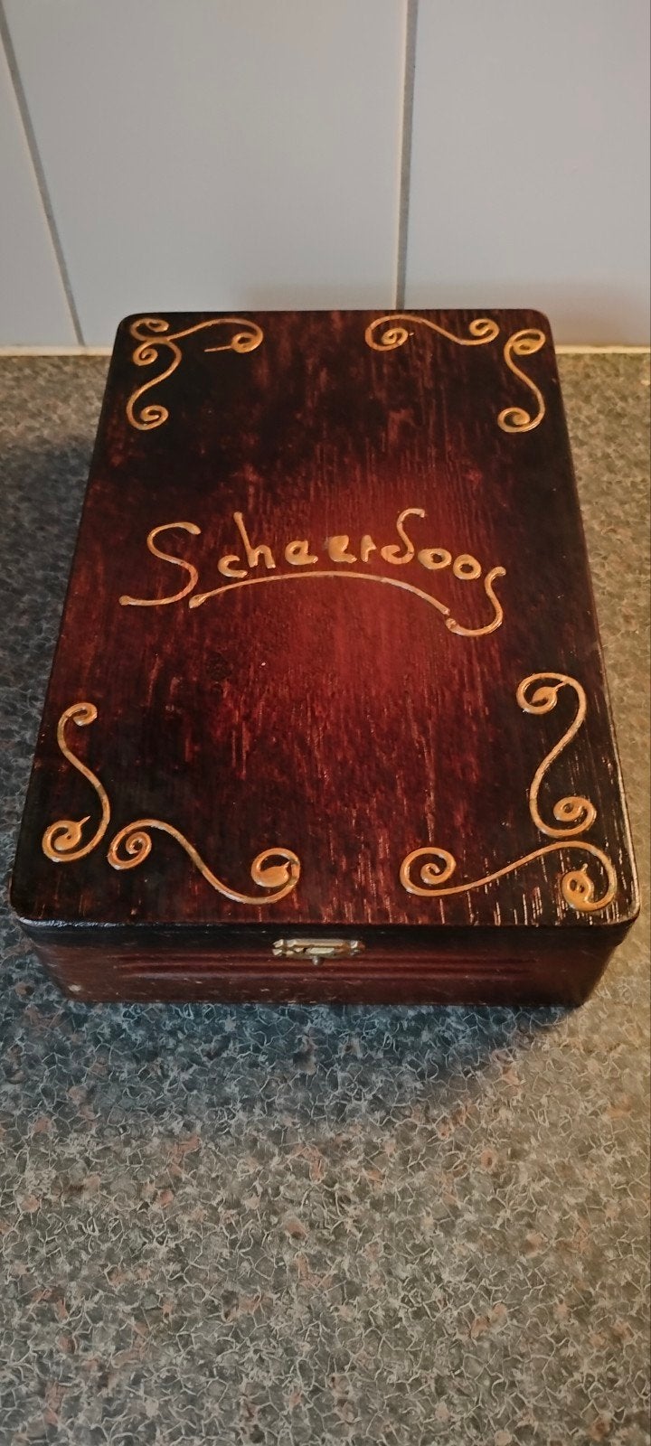 Antieke houten scheerdoos met spiegel en vakverdeling, Antiek en Kunst, Antiek | Woonaccessoires, Ophalen of Verzenden
