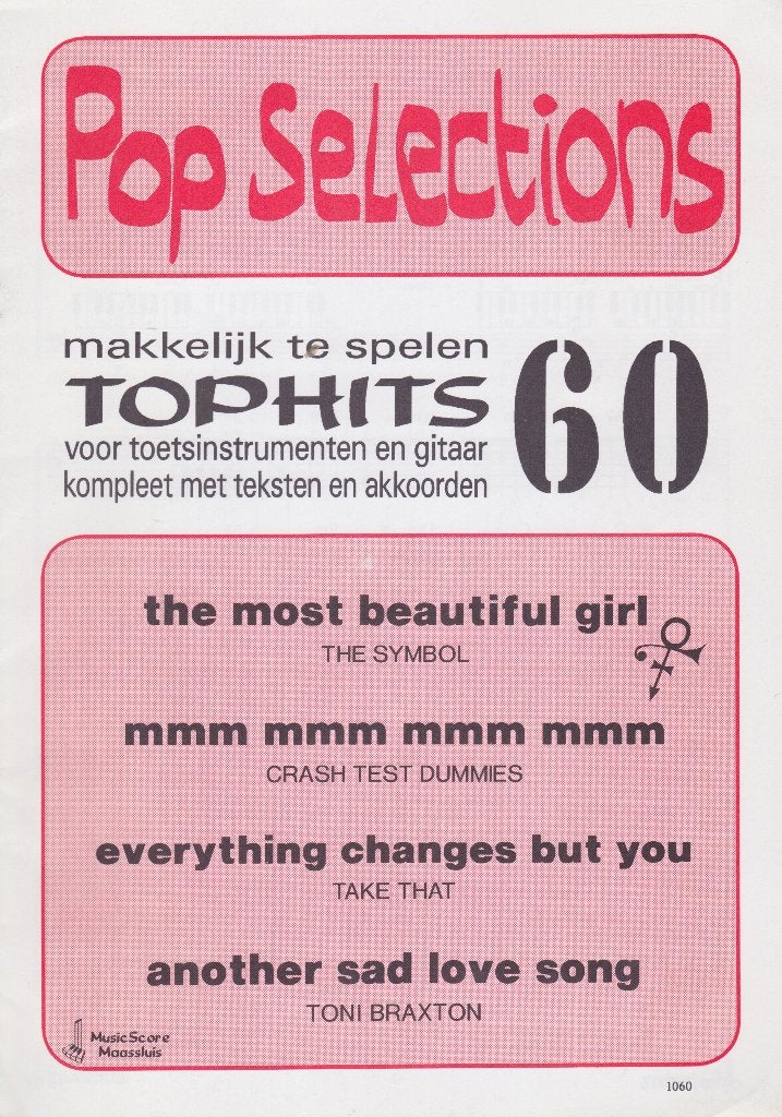 Pop Selections - TOPHITS 60, Muziek en Instrumenten, Bladmuziek, Artiest of Componist, Populair, Gitaar, Ophalen of Verzenden