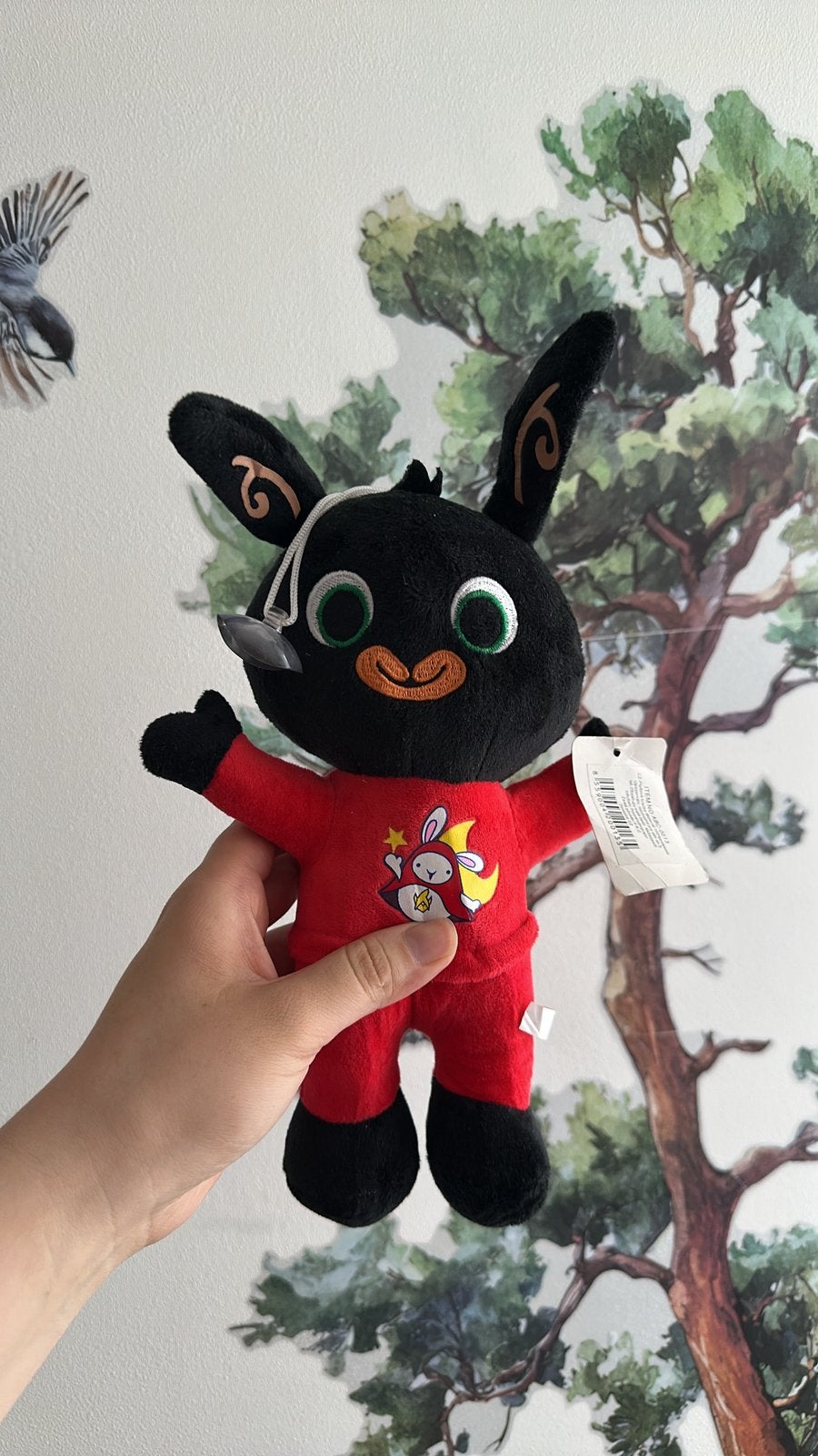 Bing knuffel - Zwart konijn in rode pyjama, Overige merken, Overige karakters, Zwart, Ophalen of Verzenden