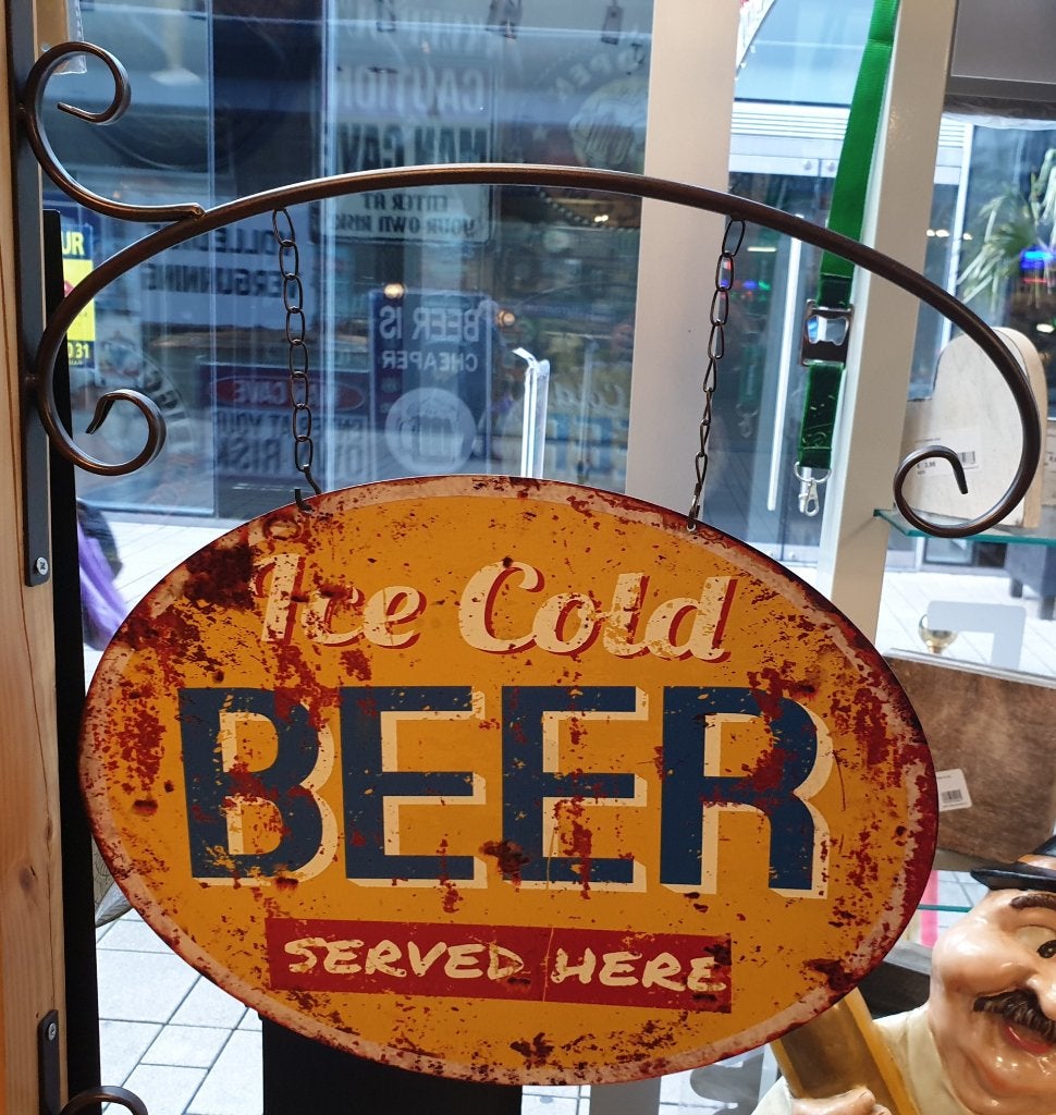Ice cold beer bier reclamebord uithangbord van metaal deco