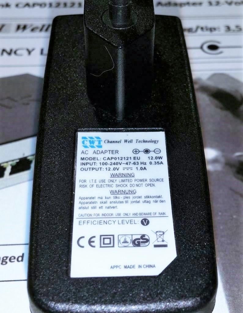 CWT CAP012121 12V 1A Adapter D-Link Uniden Bearcat bc-180XLT, Computers en Software, Pc- en Netwerkkabels, Ophalen of Verzenden
