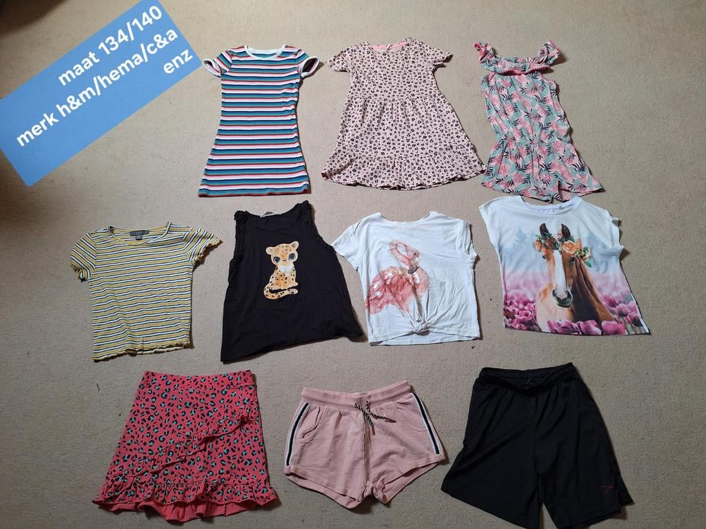 Kledingpakket meisjes maat 134/140 (H&M, Hema, C&A), Kinderen en Baby's, Kinderkleding | Maat 140, Gebruikt, H&M, Hema, C&A, Meisje