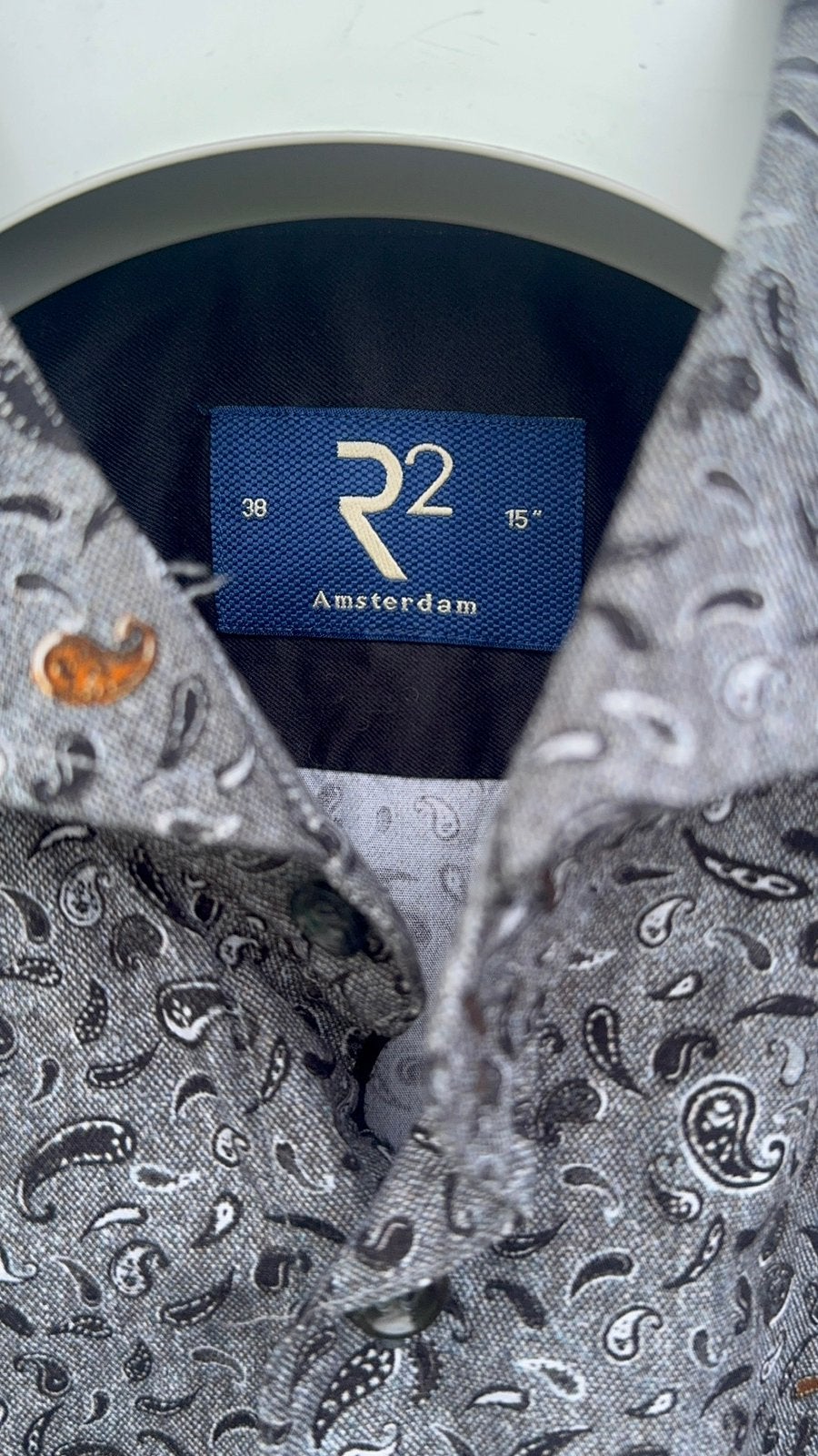 R2 Amsterdam heren overhemd Small, Kleding | Heren, Overhemden, Ophalen of Verzenden, Zo goed als nieuw, Zwart, Halswijdte 38 (S) of kleiner