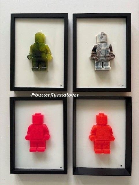 3D Lego pop man in lijstje Pop art neon schilderij Epoxy Art, Ophalen, Overig onderwerp, 3D-effect, Overige materialen