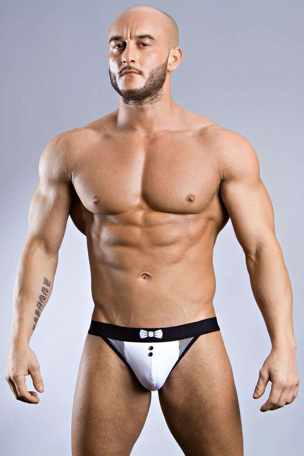 Medium tuxedo thong – black & white elegance., Ophalen of Verzenden, Zwart, Slip