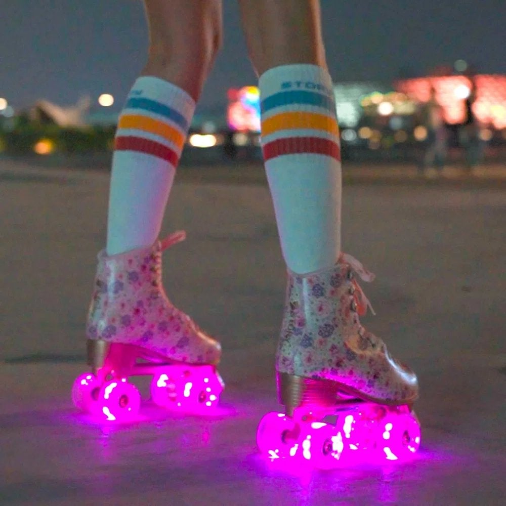 Rolschaatswielen light up wheels, Ophalen, Verstelbaar, Gebruikt, Kinderen