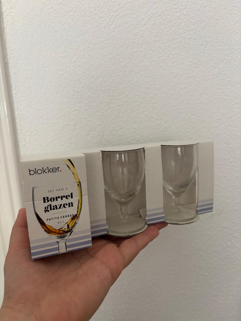 Blokker Borrelglazen - Set van 3 Nieuw, Huis en Inrichting, Ophalen of Verzenden, Nieuw, Glas, Overige merken