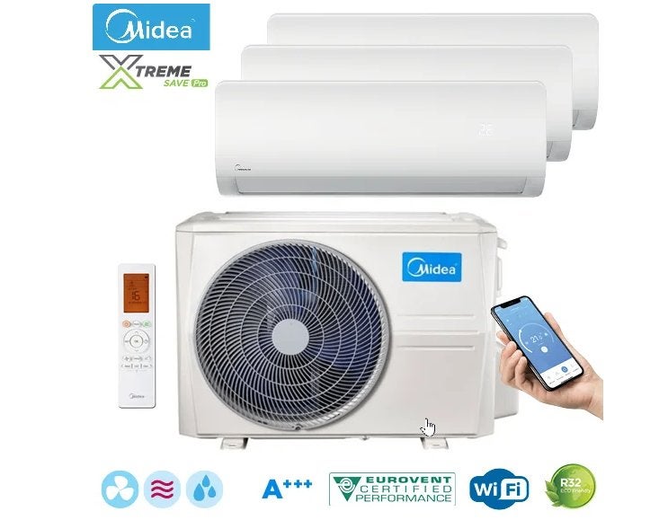 Midea Airco multisplit Airco met 3 binnen units, Ophalen, Koelen en Ontvochtigen, Energieklasse A of zuiniger, Nieuw
