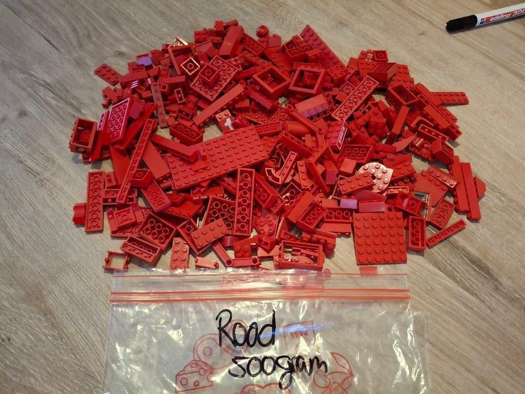 Lego kleur rood. 0,5 kilo, Gebruikt, Overige thema's, Lego, Ophalen of Verzenden