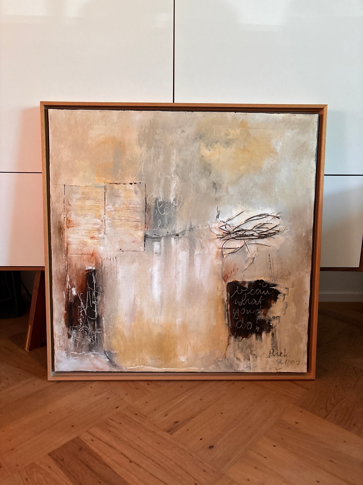Abstract Schilderij Riek ter Maat - Gemengde Techniek, Antiek en Kunst, Ophalen