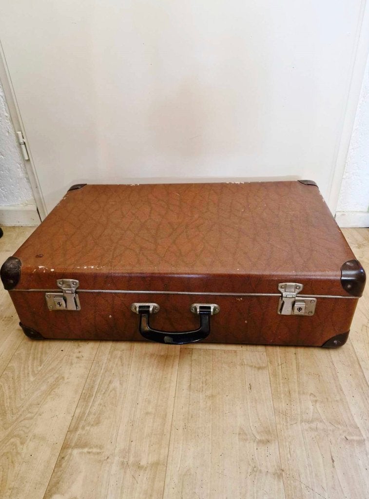 Antieke koffer,65x43x19,vulcanfiber,oldtimer,linnen spanband, Ophalen of Verzenden