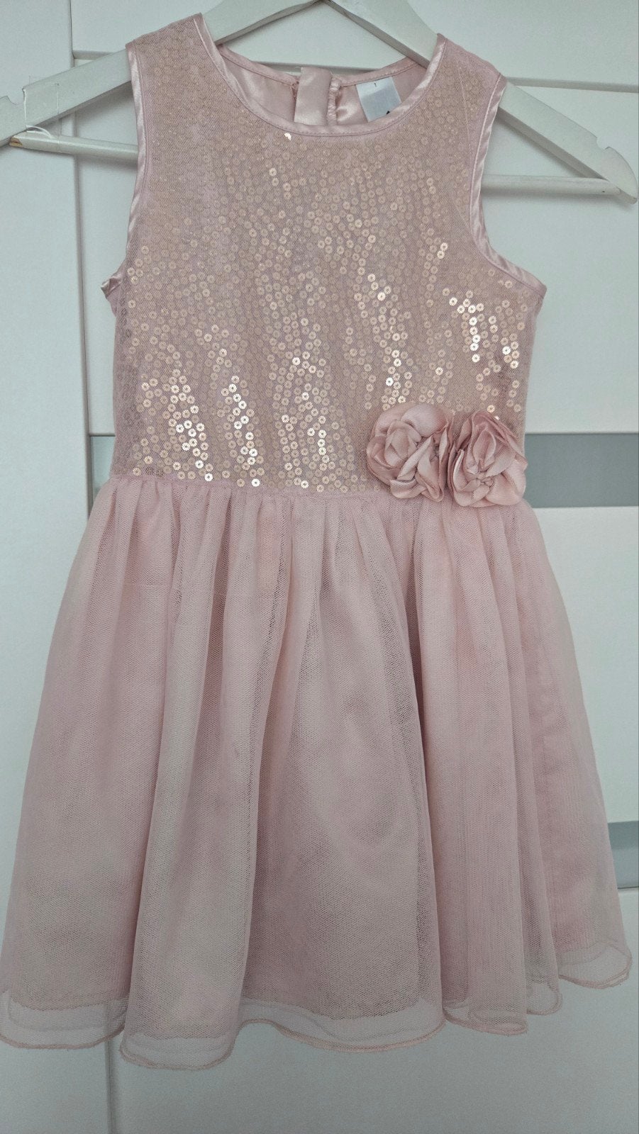 Palomino Roze Jurk met Pailletten en Bloemen Maat 128, Palomino, Meisje, Ophalen of Verzenden, Zo goed als nieuw