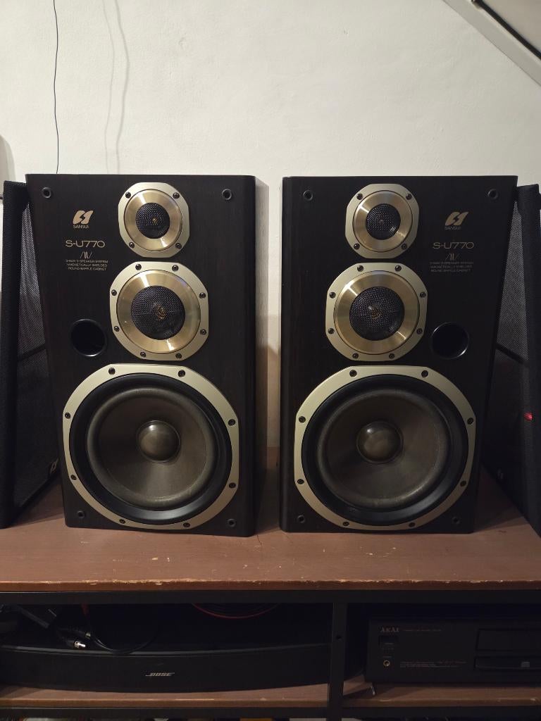 Sansui S-U770 3 weg speaker vintage ( super mooi ), Audio, Tv en Foto, Luidsprekers, Zo goed als nieuw, 60 tot 120 watt, Front, Rear of Stereo speakers