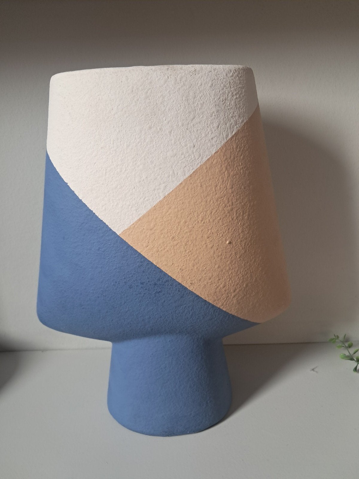 Bloemenvaas Blauw Beige Bruin - Retro Modern Scandinavisch, Ophalen of Verzenden