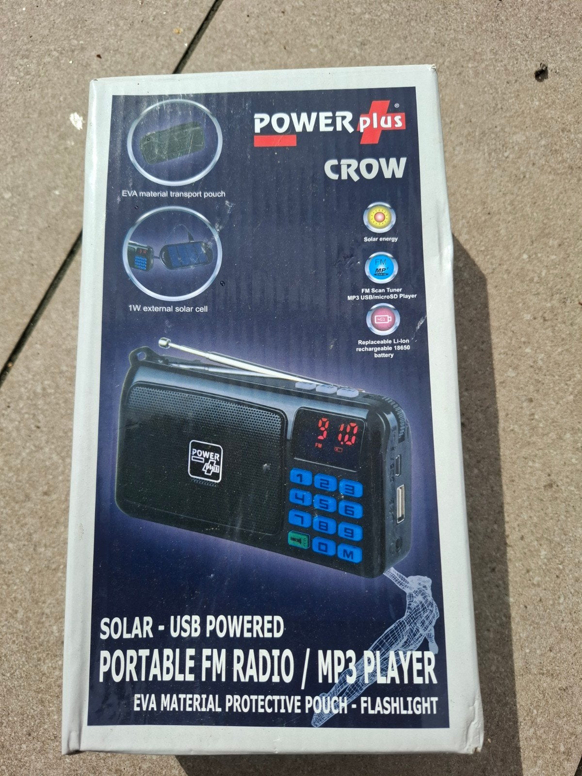 Power Plus Crow Solar USB Portable FM Radio MP3 Player, Ophalen of Verzenden, Zo goed als nieuw, Radio
