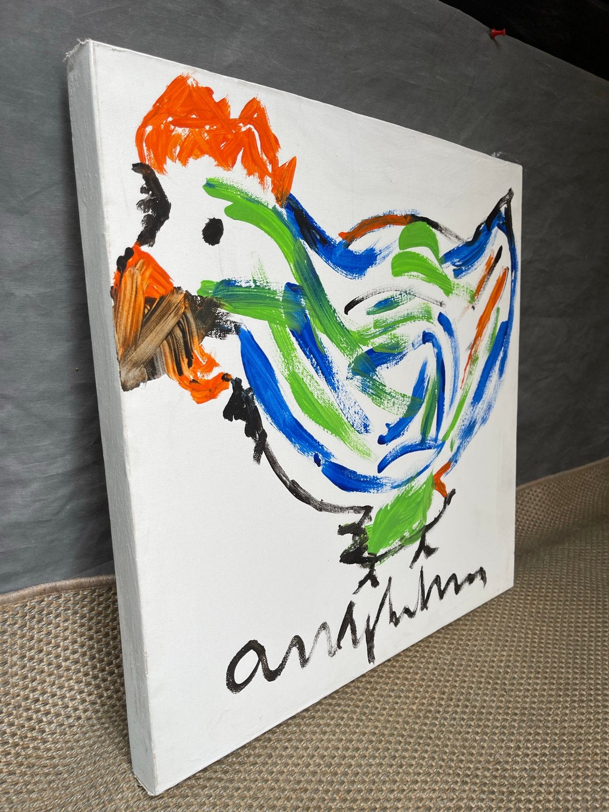 Anton Heyboer - Acryl op doek - Kip - 50 x 50 cm, Antiek en Kunst, Kunst | Schilderijen | Modern, Ophalen of Verzenden