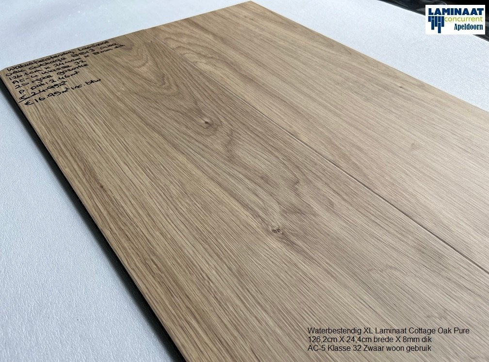 Waterbestendig XL Laminaat Oak Cottage Pure 24cm brede AC-5, 75 m² of meer, Nieuw, Ophalen of Verzenden, Laminat vloer extra breed AC-5 klasse 33