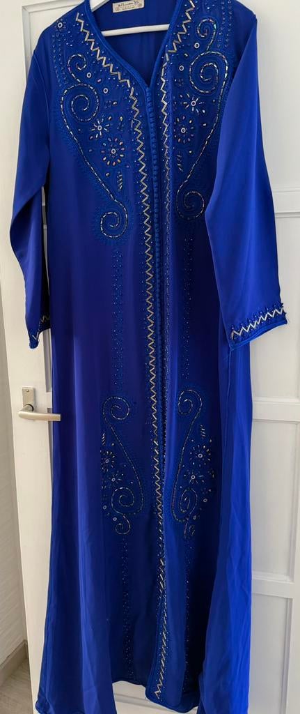 Marokkaanse bruiloft jurk takchita blauw L/XL, Overige typen, Blauw, Maat 46/48 (XL) of groter, Ophalen of Verzenden