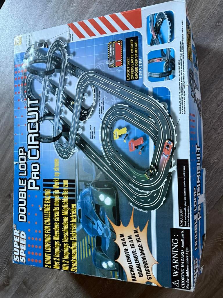 Racebaan met dubbele looping compleet, Overige merken, Ophalen of Verzenden, Met looping, Elektrisch