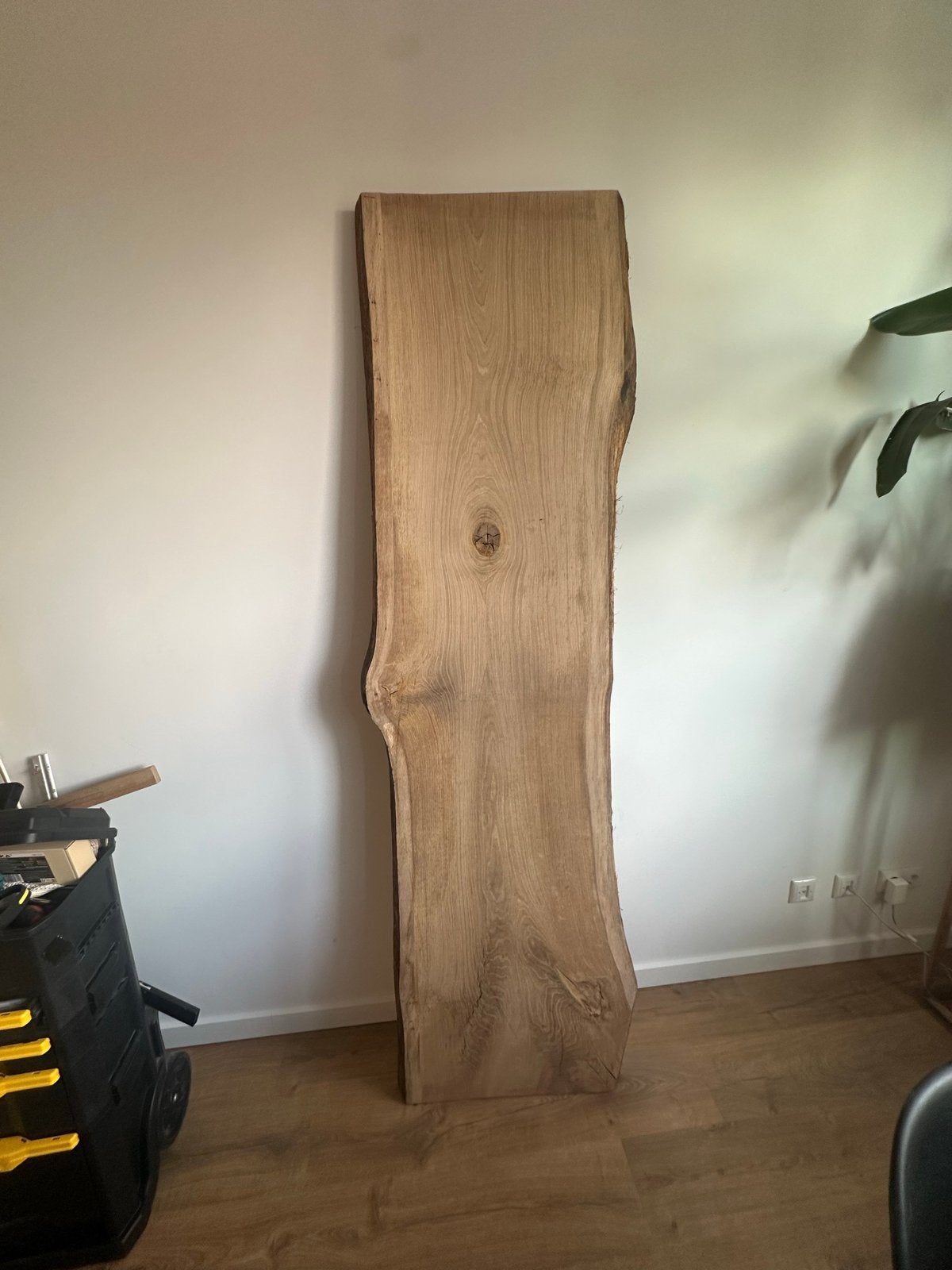 Massief Eiken Boomstamblad - 210x55-63x5,5 cm, Huis en Inrichting, Tafels | Eettafels, Ophalen, Gebruikt
