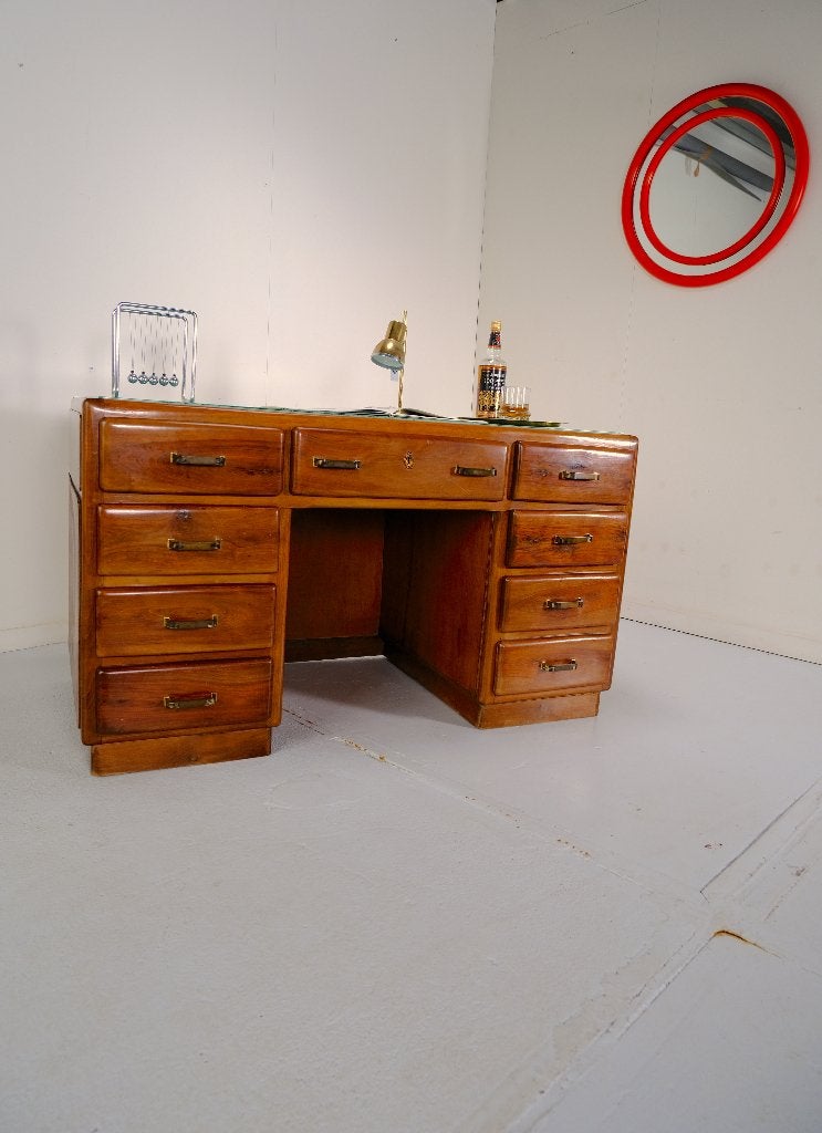 Bureau (Italiaans, vintage, jaren 50), Huis en Inrichting, Bureaus, Ophalen, Met lades, Groen, Gebruikt
