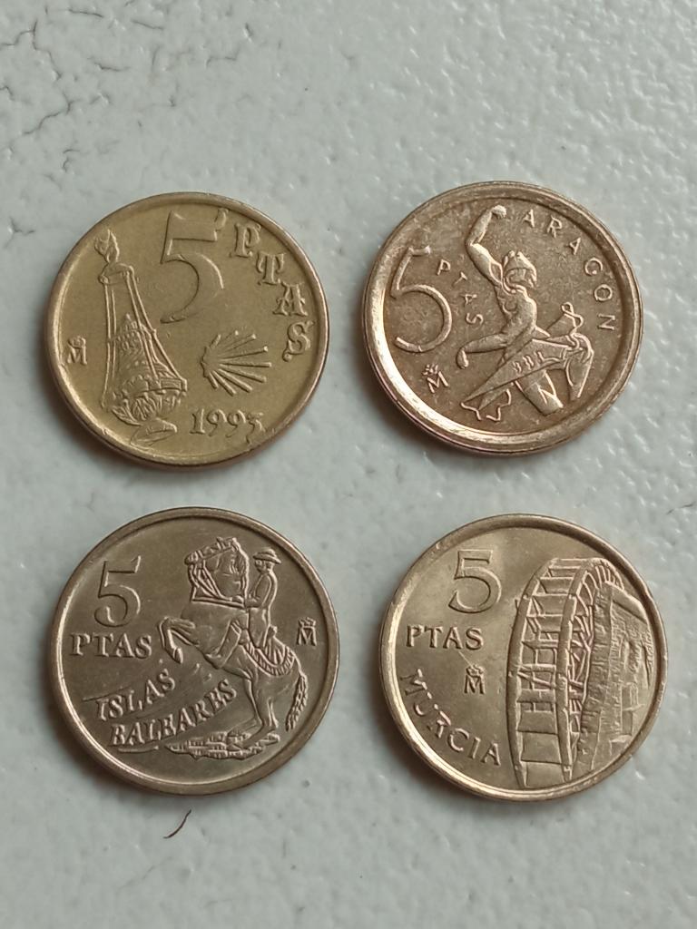 Spanje 4 x 5 peseta., Ophalen of Verzenden, Overige landen, Setje