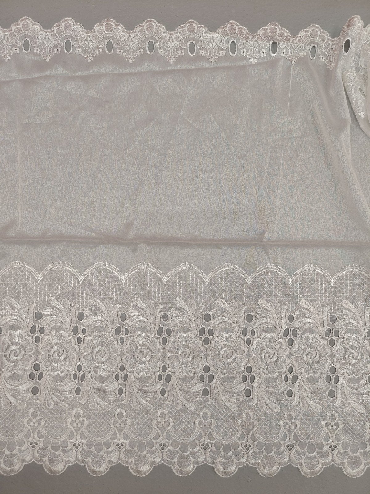 Nieuwe glanzende vitrage met bloemen, 86x190 cm, Vitrage, 86 cm, Wit, Nieuw