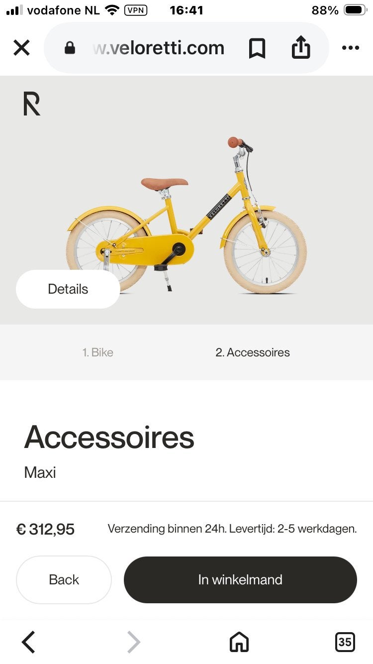 Veloretti Maxi Kinderfiets - Zo goed als nieuw, Ophalen, Zo goed als nieuw, 16 tot 20 inch, Zijwieltjes