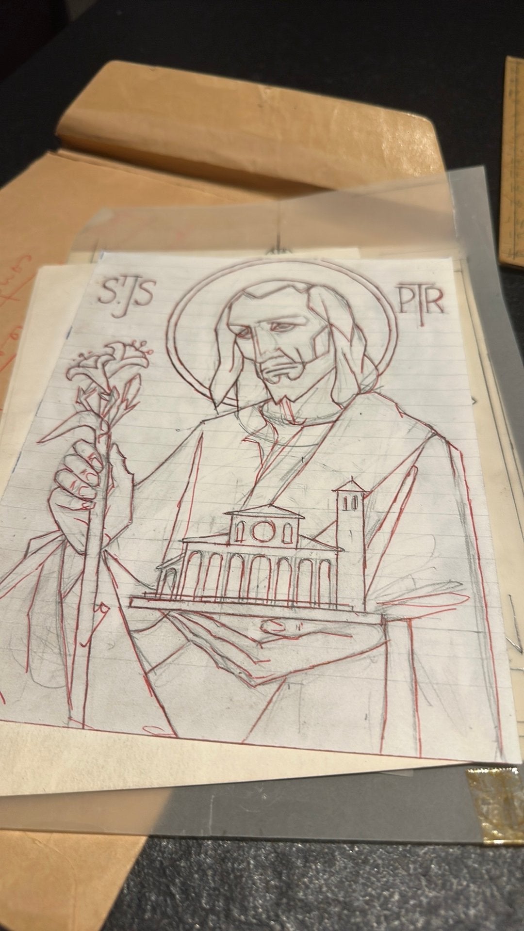Schetsen van schilder pastoor Kroon, Ophalen, Potloodtekening, Origineel