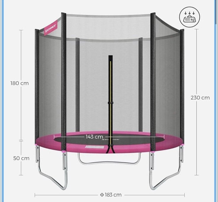 Roze trampoline met veiligheidsnet - Zo goed als nieuw, Ophalen, Zo goed als nieuw