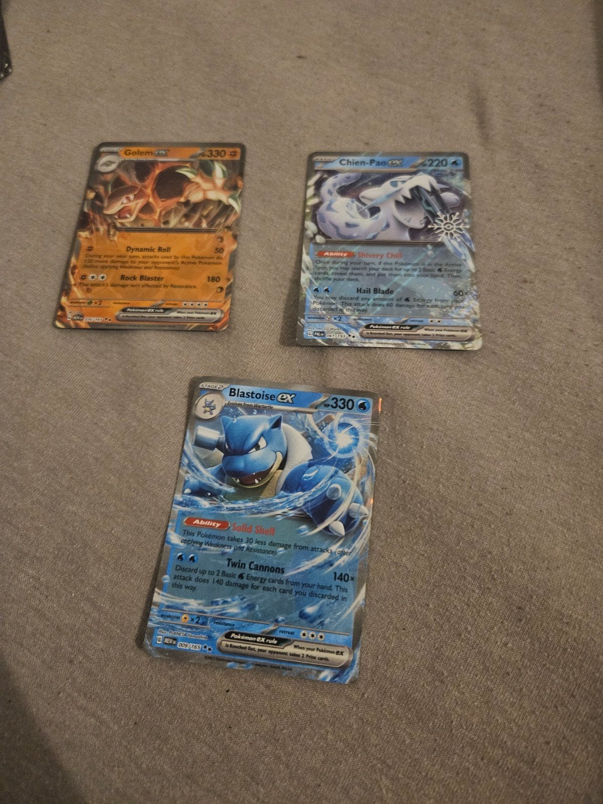 Pokémon kaarten: Golem EX, Chien-Pao EX, Blastoise EX, Ophalen