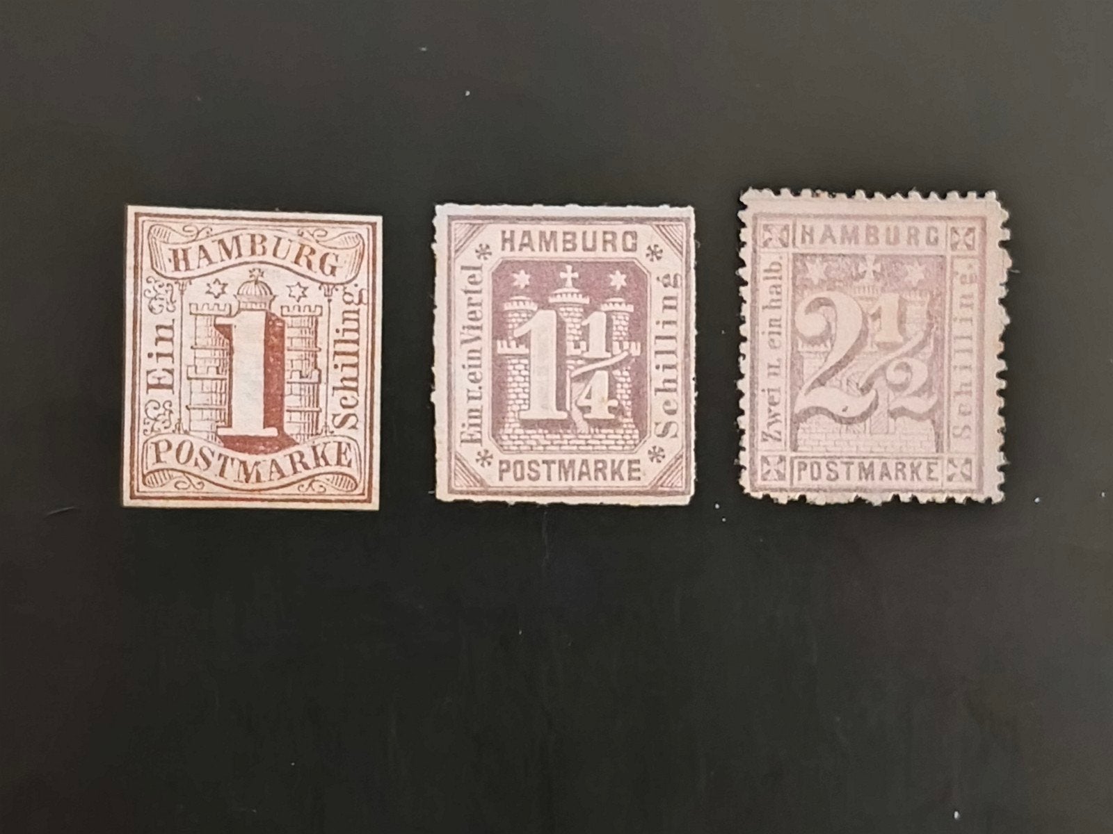 Hamburg 1 / 1¼ / 2½ schilling, Michel 2 / 20 / 9, Ophalen of Verzenden, Duitse Keizerrijk