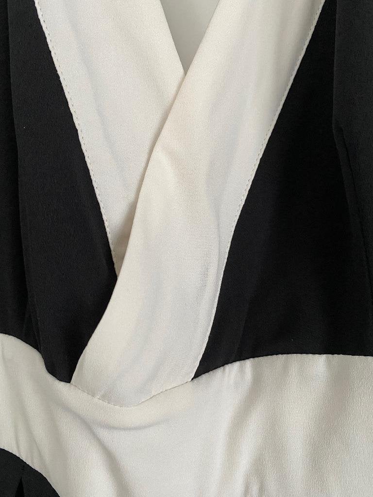 K66 Sandro Ferrone mt. 34=XS jumpsuit wijde pijpen zwart/wit, Kleding | Dames, Zwart, Sandro Ferrone, Ophalen of Verzenden, Zo goed als nieuw