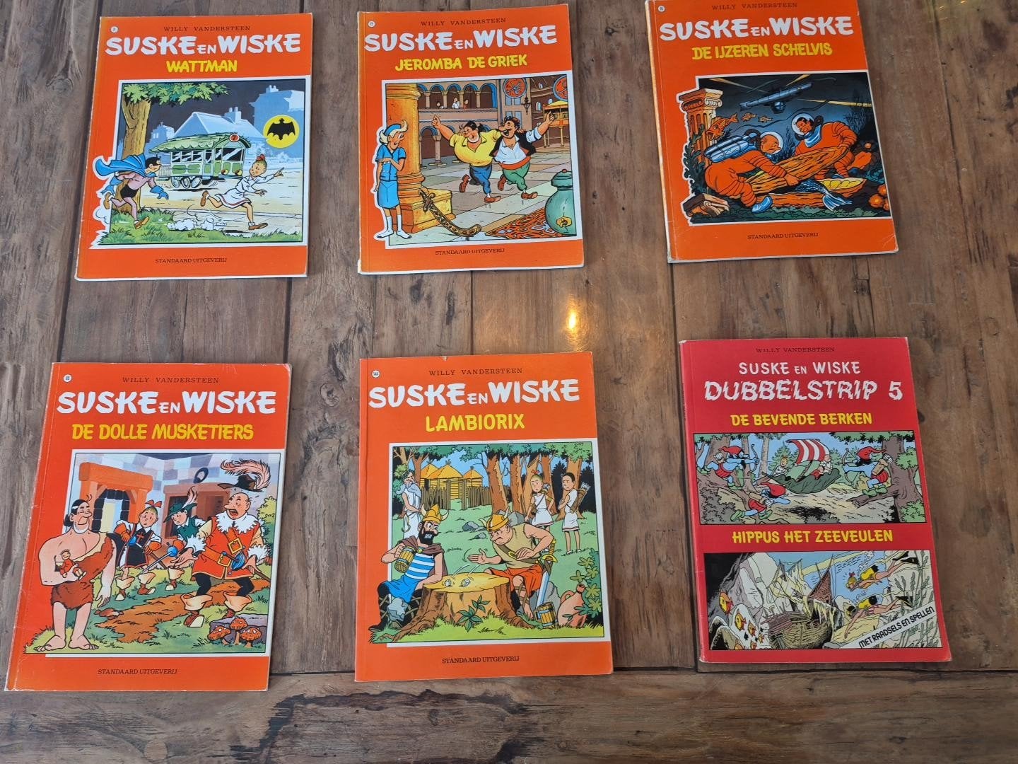 Suske en Wiske , 6 stripboeken en 1 dubbelstrip, Ophalen of Verzenden, Suske en Wiske, Gebruikt, Boek of Spel
