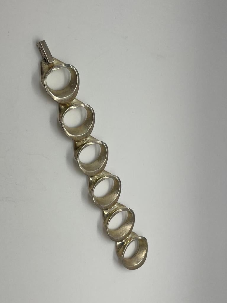 D896 Prachtige zilveren modernist armband, Sieraden, Tassen en Uiterlijk, Ophalen of Verzenden, Zilver, Armband