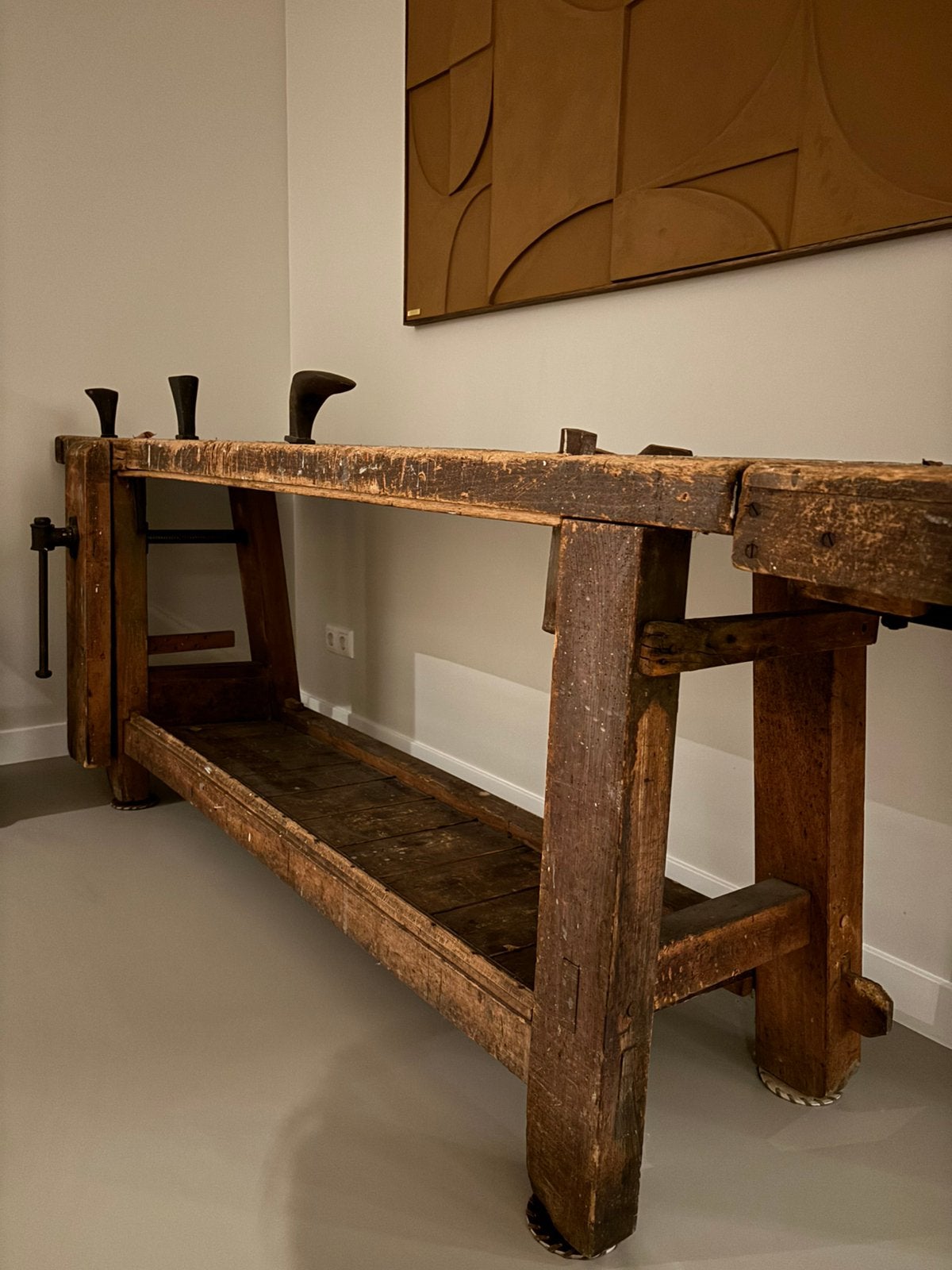 Mooie oude werkbank, dressoir, keuken, keukeneiland, robuust, Ophalen, Gebruikt, 200 cm of meer, 25 tot 50 cm