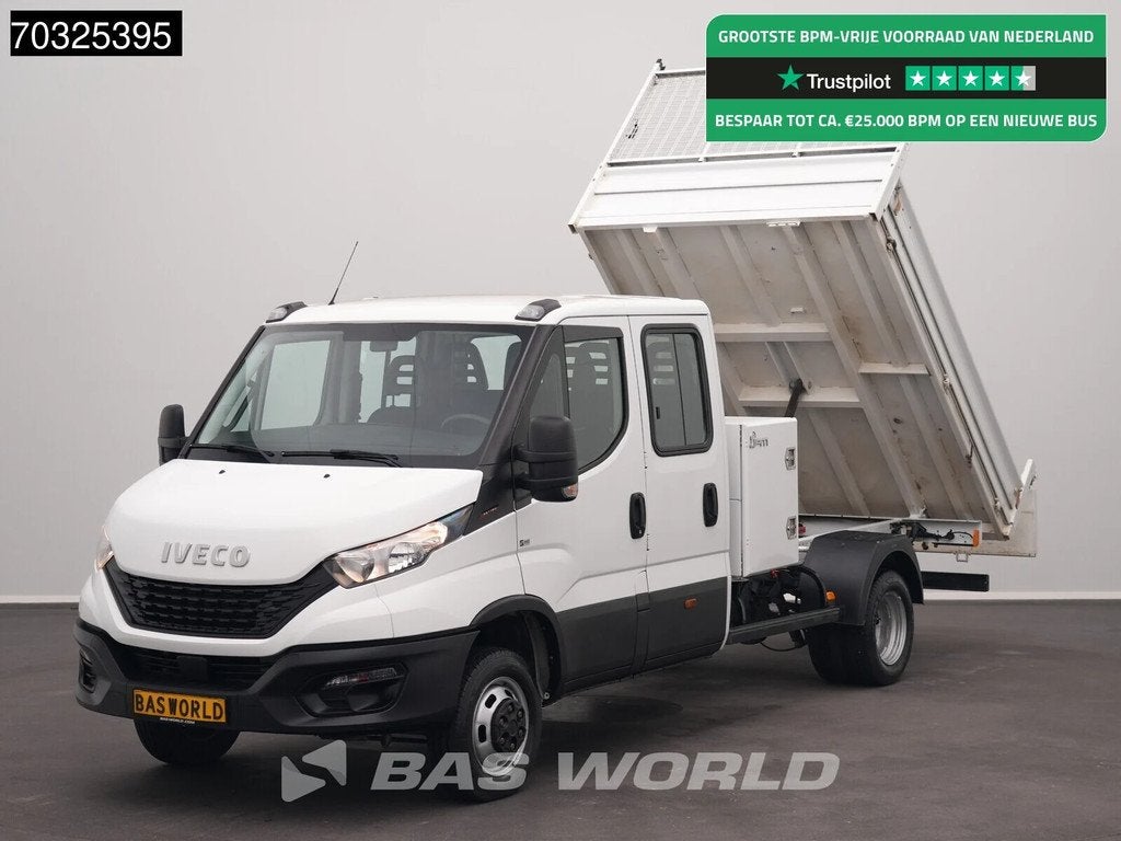 Iveco Daily 35C16 3.0L Dubbel Cabine Kipper met Kist 3,5t Tr, Stof, Gebruikt, Euro 6, 4 cilinders
