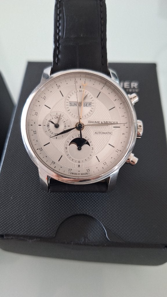 Baume & Mercier Automatic Chronograaf Maanfase Horloge, Overige merken, Staal, Polshorloge, Ophalen of Verzenden