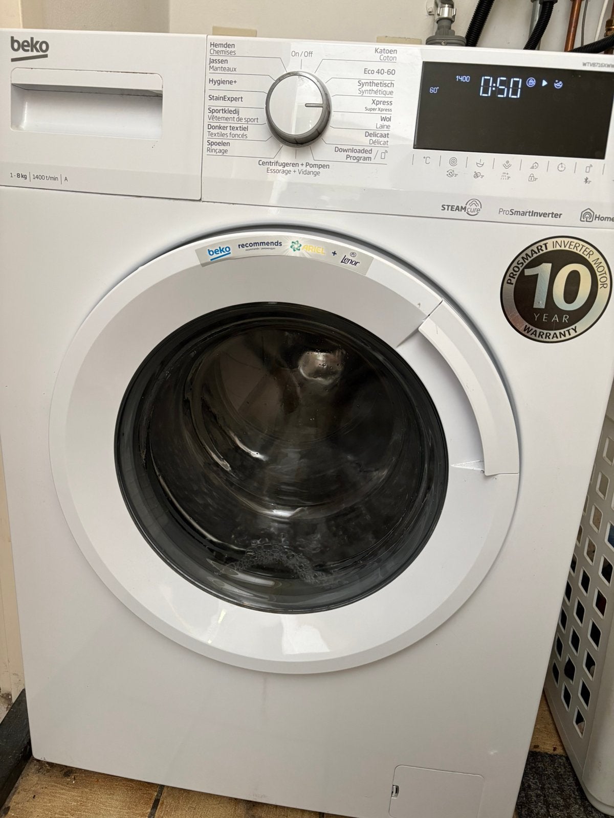 Bekto wasmachine, Ophalen, Zo goed als nieuw, Voorlader, 85 tot 90 cm