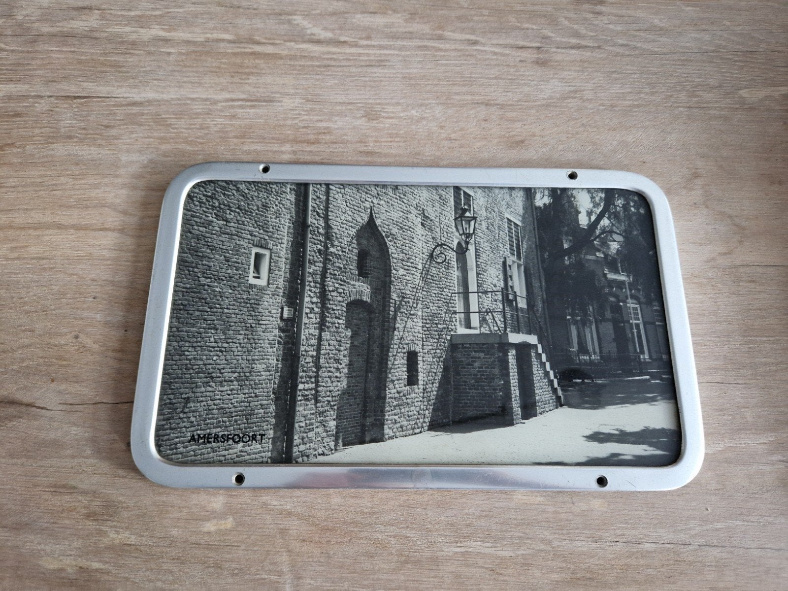 Vintage trein fotolijst - Amersfoort, Minder dan 50 cm, Gebruikt, Metaal of Aluminium, Ophalen of Verzenden