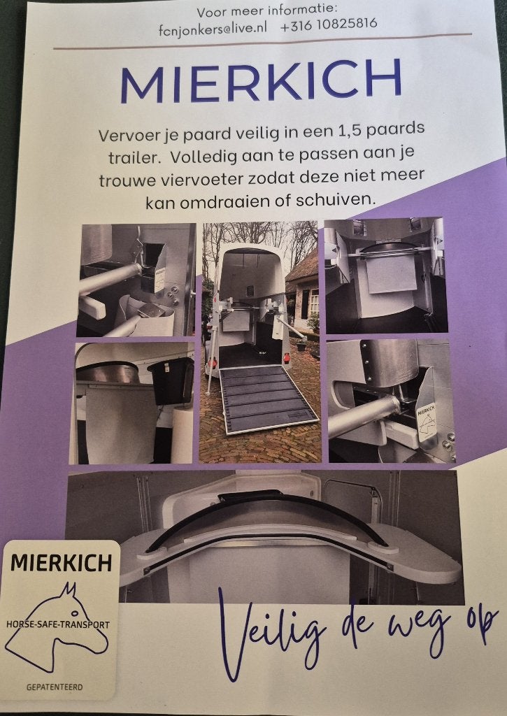 Mierkich Horse Safe Transport, Ophalen, Nieuw, Overige materialen, 1½-paards trailer