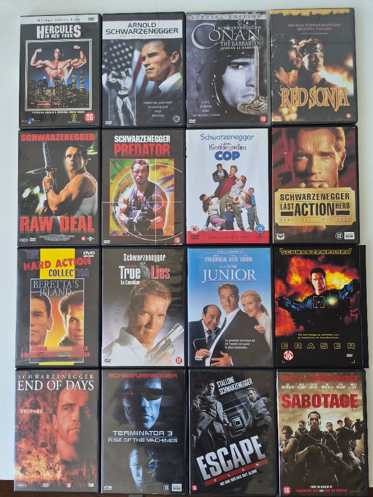 Arnold Schwarzenegger films - 16 Titels, Cd's en Dvd's, Dvd's | Actie, Zo goed als nieuw, Vanaf 16 jaar, Ophalen of Verzenden