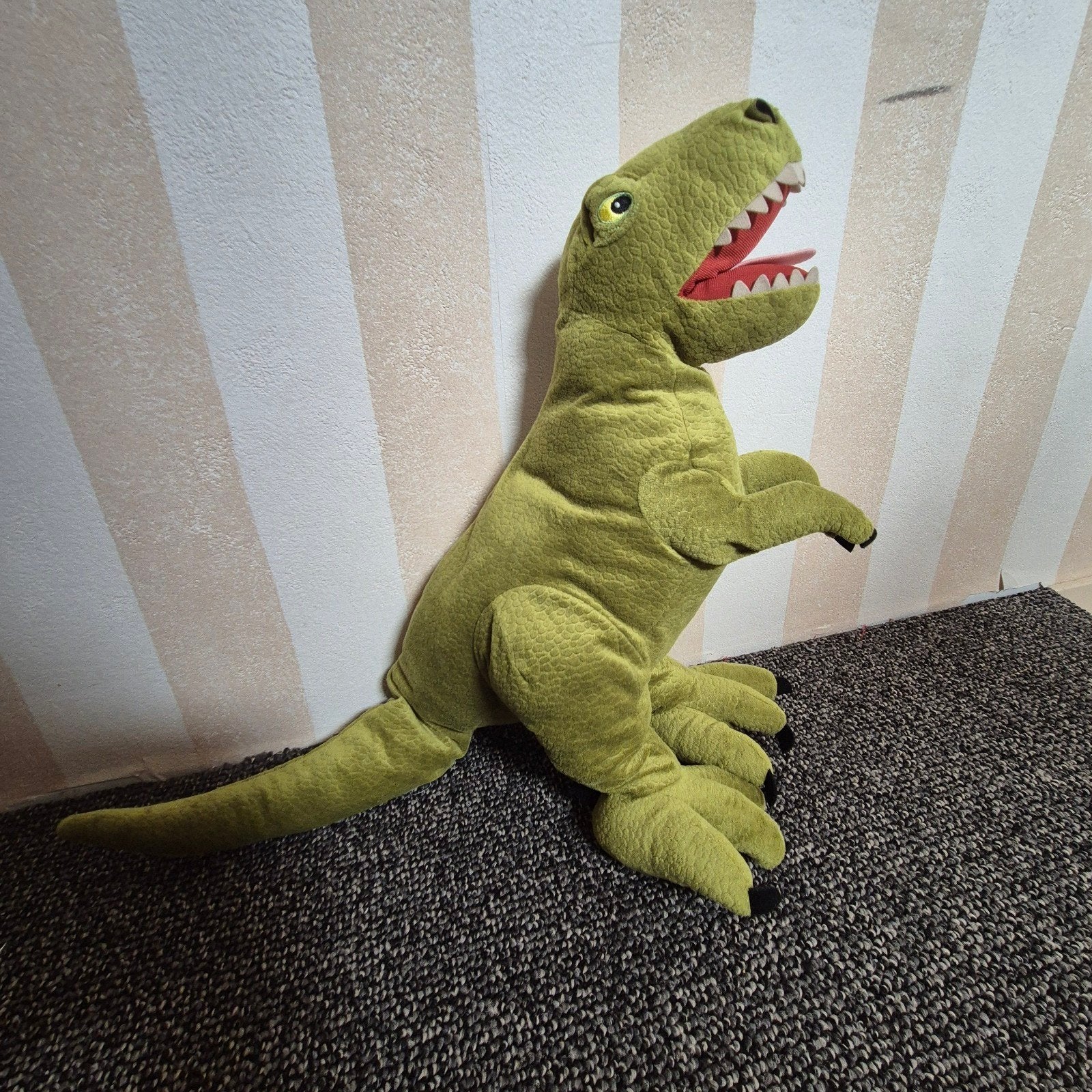 Grote groene dinosaurus knuffel - T-Rex, Groen, Dinosaurus, Ophalen of Verzenden, Zo goed als nieuw