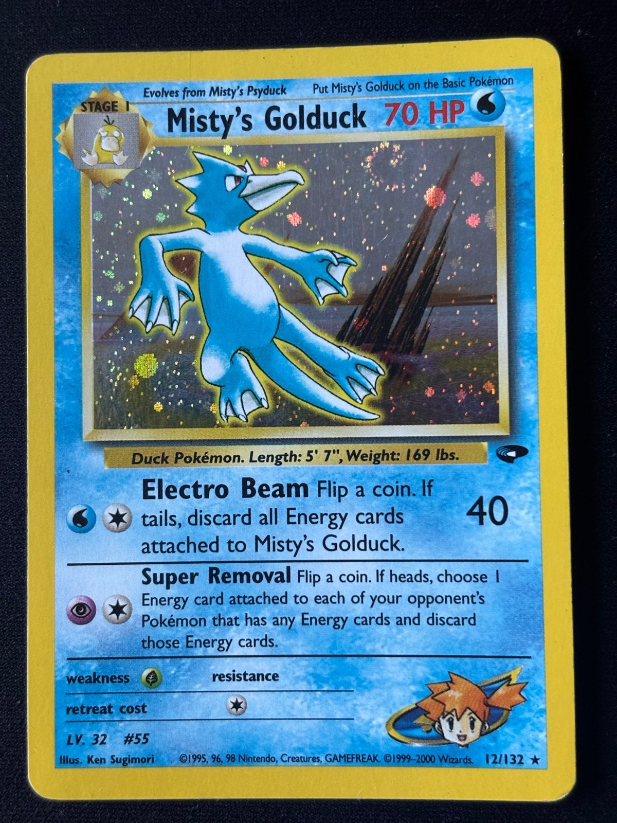 Misty's Golduck Gym Heroes, Ophalen of Verzenden, Gebruikt, Losse kaart, Foil