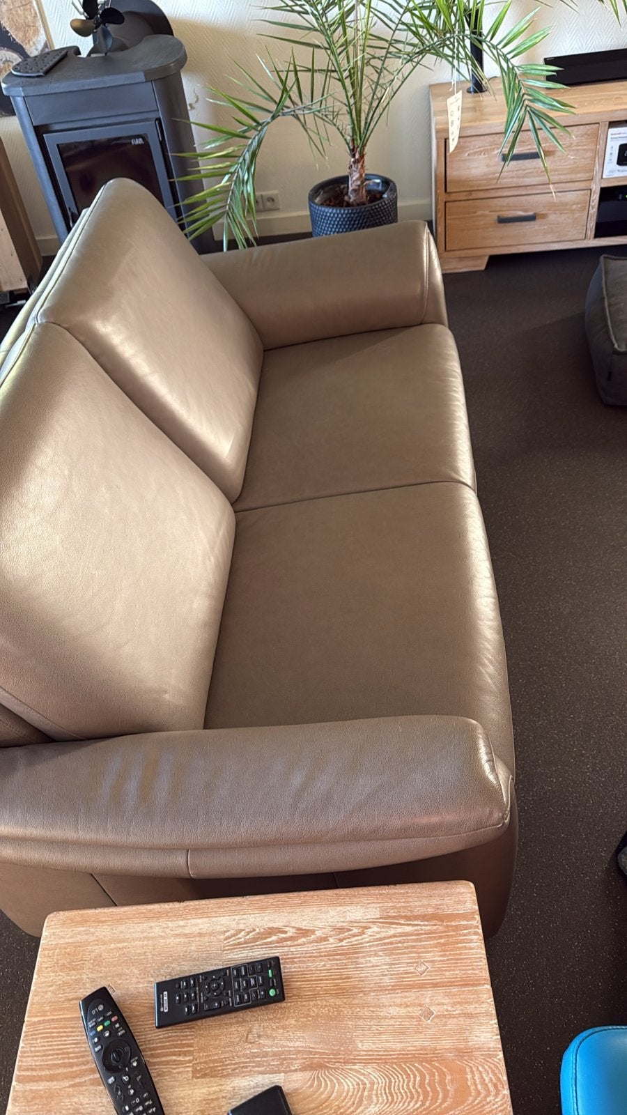 Comfortabele W. Schillig leren 2-zitsbank metalen pootjes, Ophalen, 150 tot 200 cm, Tweepersoons, Zo goed als nieuw
